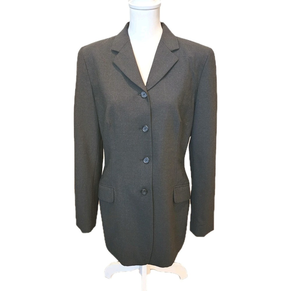Josephine Chaus Essentials Jacket Blazer Womens 10 Charcoal Gray Wool Blend Work